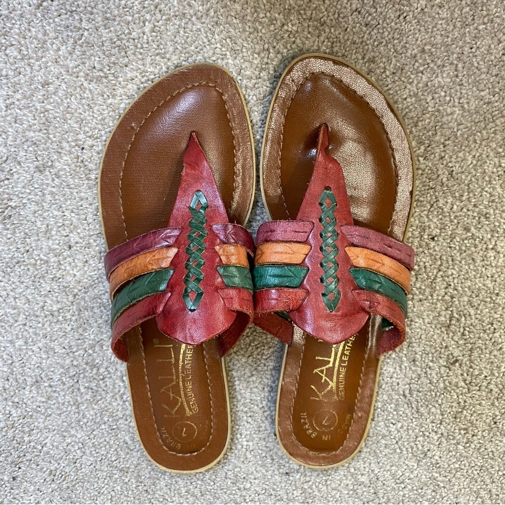 Kalli Leather Colorful Sandals Size 7